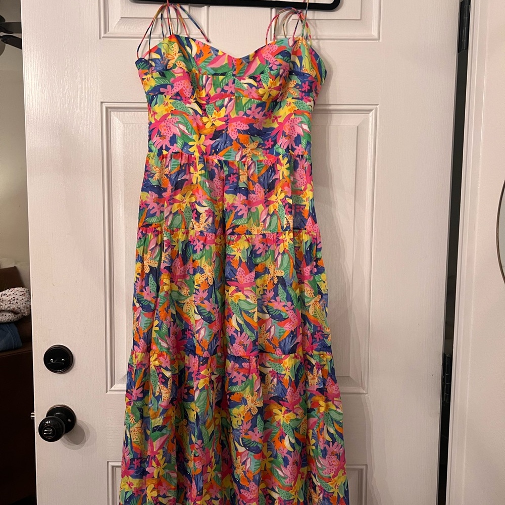 Amanda Uprichard Tula Midi Dress in Paradiso Print Size Medium
